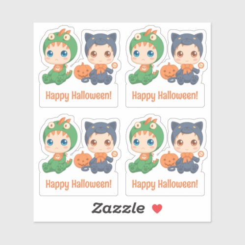 Halloween Babies Black Cat Dragon Custom Text 4 Sticker