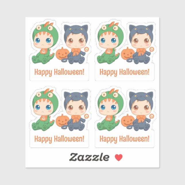 Halloween Babies Black Cat Dragon Custom Text 4 Sticker (Sheet)