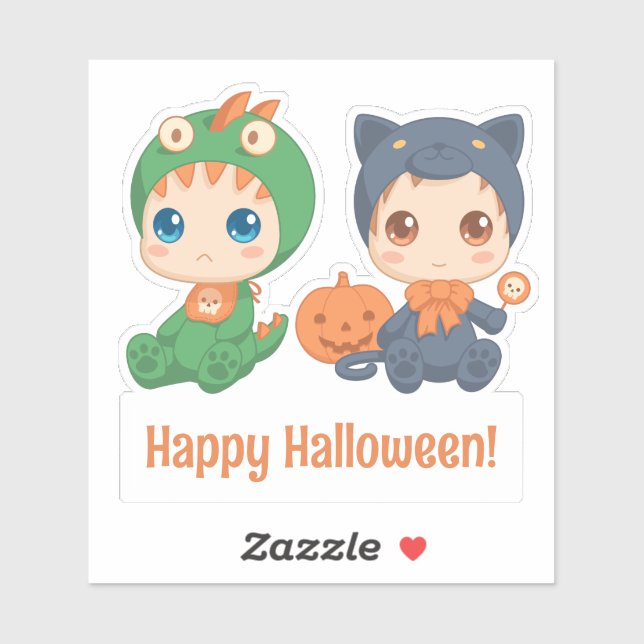 Halloween Babies Black Cat Dragon Custom Text Sticker (Sheet)