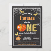 Halloween baby 1st first birthday party Black gold Invitation (Front)