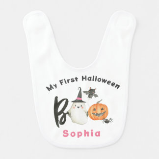 Halloween baby bib-First Halloween-Girl-Boo-Spooky Bib