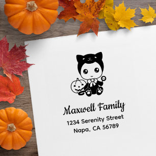 Halloween Baby Black Cat Costume Family Address Rubber Stamp