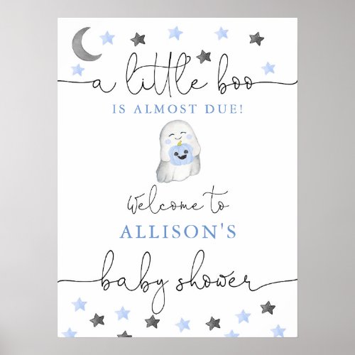 Halloween baby boy ghost baby shower welcome sign