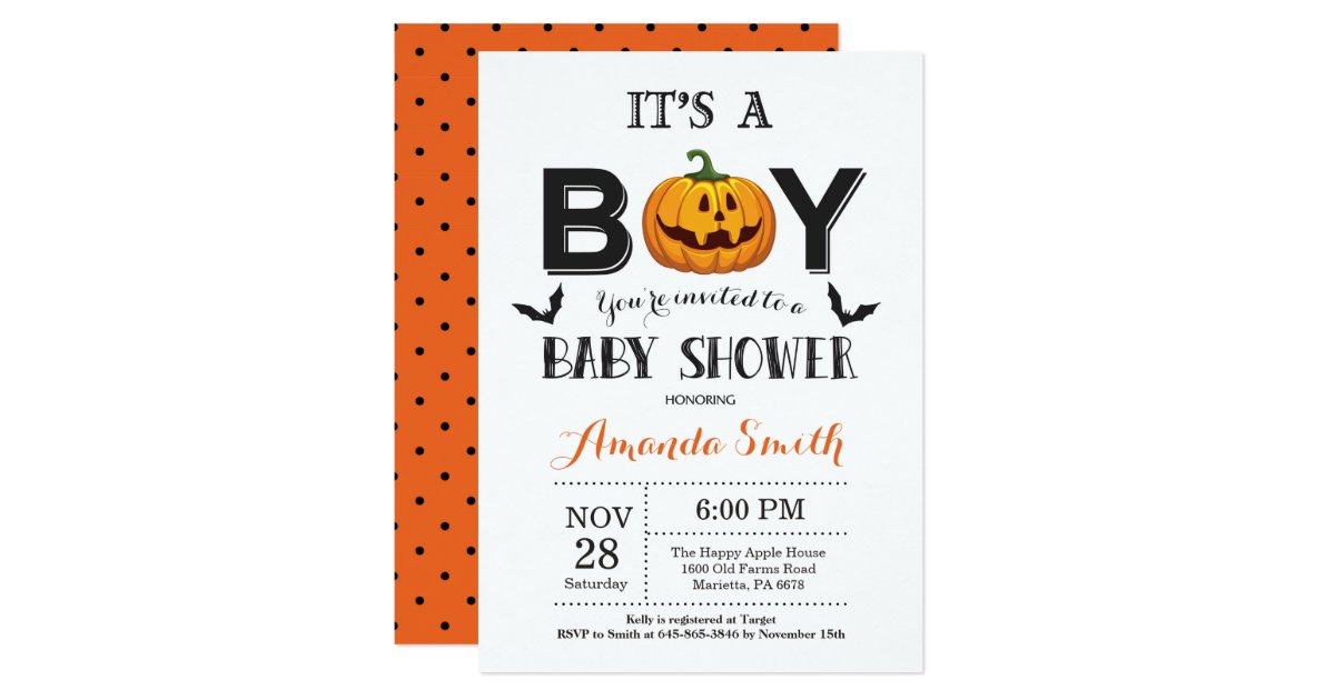 Halloween Baby Boy Shower Invitation