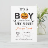 Halloween Baby Boy Shower Invitation (Standing Front)