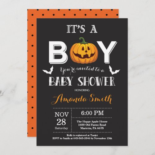 Halloween Baby Boy Shower Invitation