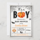 Halloween baby boy shower invitation. It's a boy