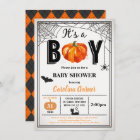 Halloween baby boy shower invitation. It's a boy