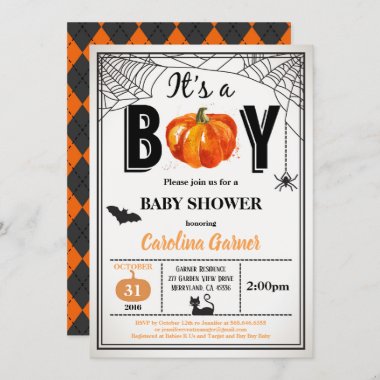 Halloween baby boy shower invitation. It's a boy Invitation