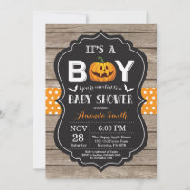 Halloween Baby Boy Shower Invitation Rustic Wood