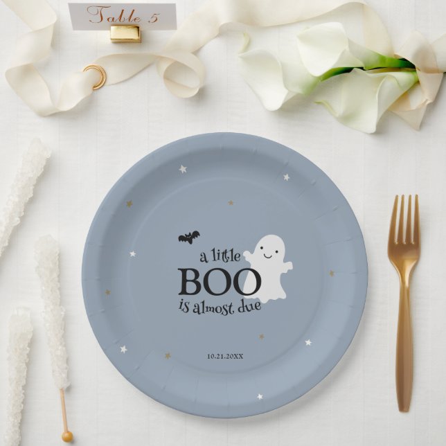 Halloween Baby Boy Shower Paper Plates (Wedding)