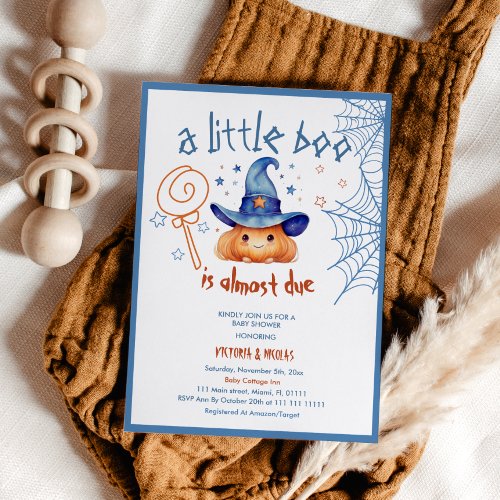 Halloween Baby Boy Shower Pumpkin Invitation