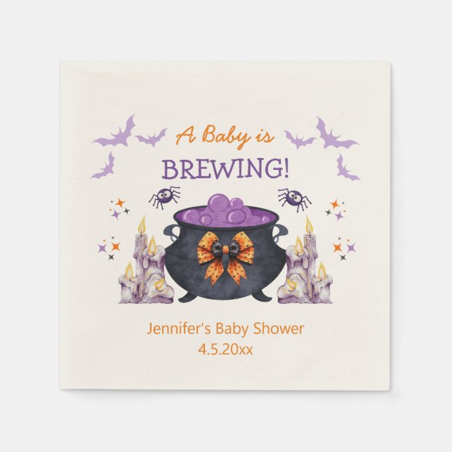 halloween baby brewing baby shower cute napkins (Front)