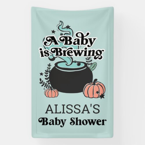 Halloween Baby Brewing Baby Shower Welcome Banner