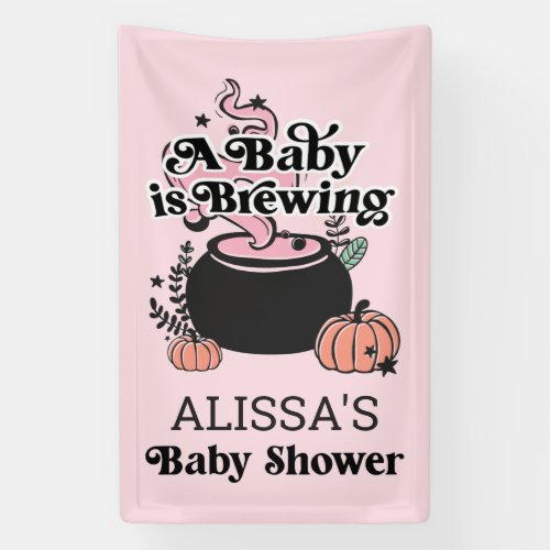 Halloween Baby Brewing Baby Shower Welcome Banner