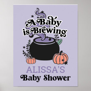 Halloween Baby Brewing Baby Shower Welcome Sign