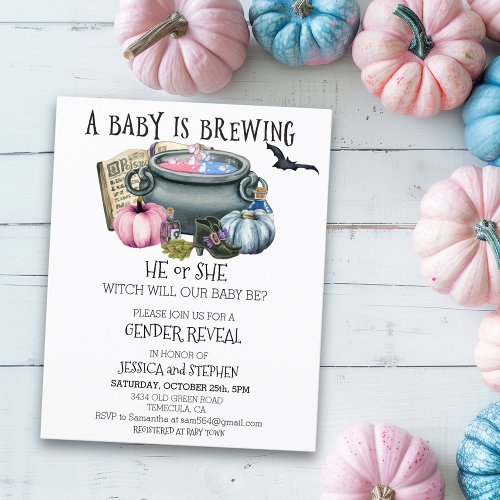 Halloween Baby Brewing Witch Gender Reveal  Budget
