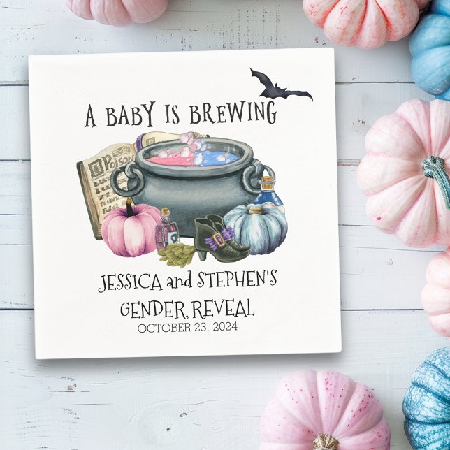 Halloween Baby Brewing Witch Gender Reveal    Napkins (Creator Uploaded)