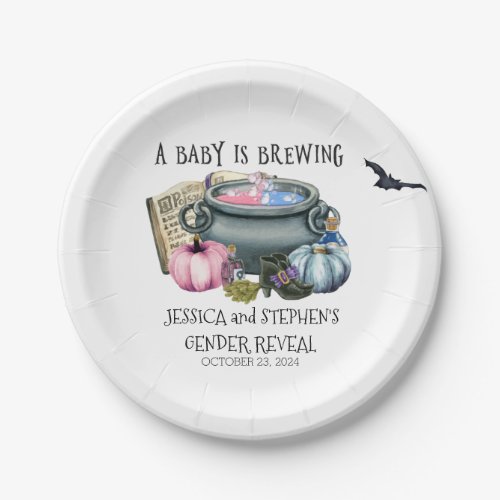 Halloween Baby Brewing Witch Gender Reveal   Paper Plates