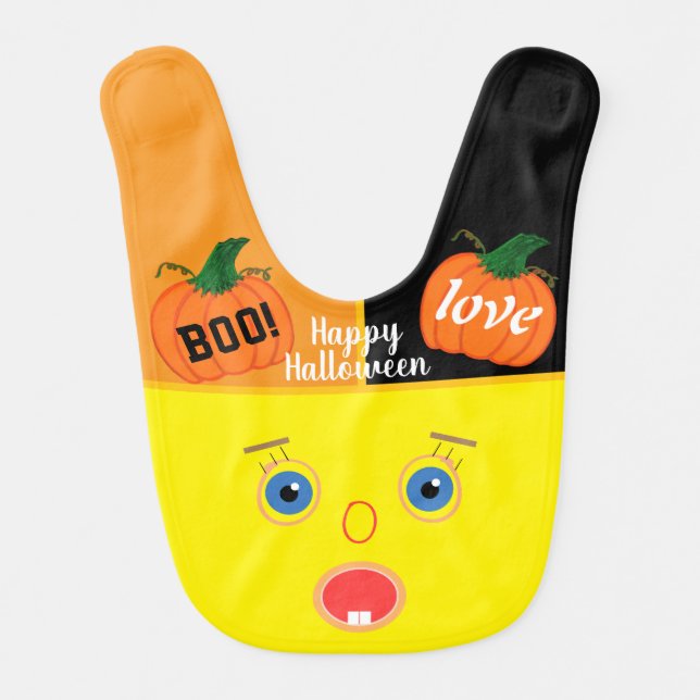 Halloween Baby Face Blue Eyes Pumpkins Bib (Front)