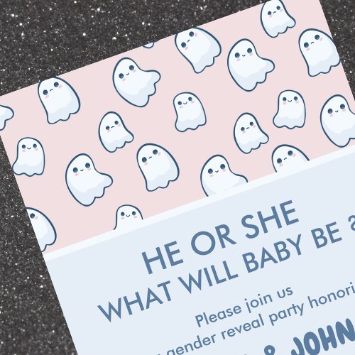 Halloween Baby gender reveal invitation Cute ghost