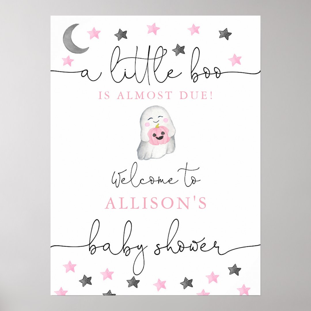 Halloween baby girl ghost baby shower sign Zazzle