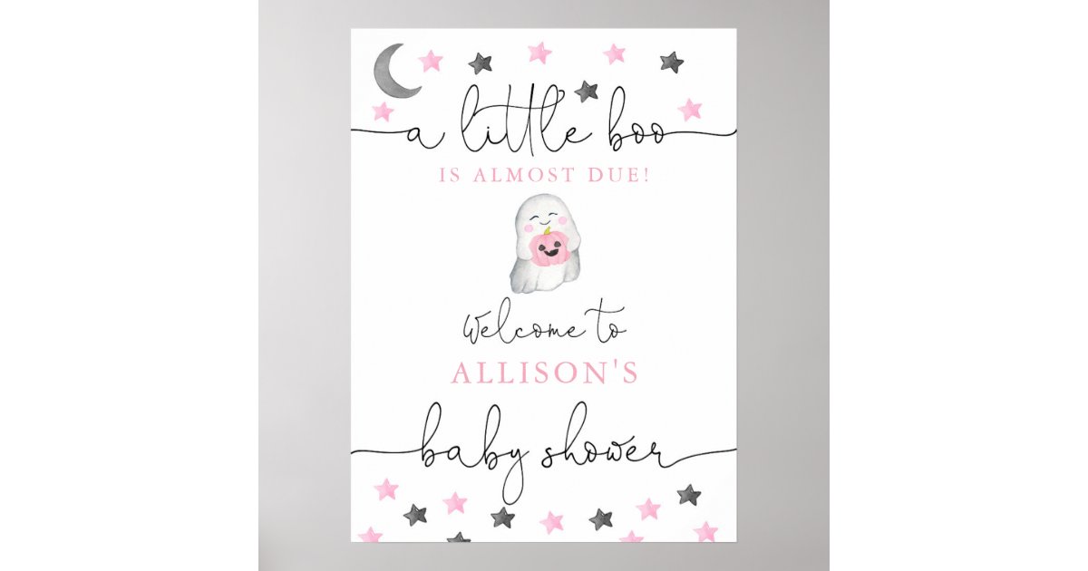Halloween baby girl ghost baby shower sign Zazzle