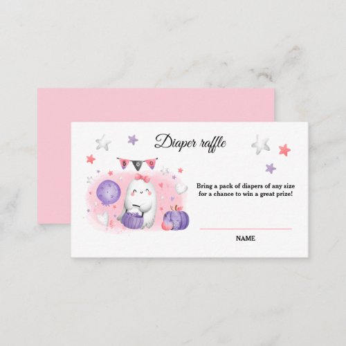 Halloween Baby Girl Shower Diaper Raffle Card