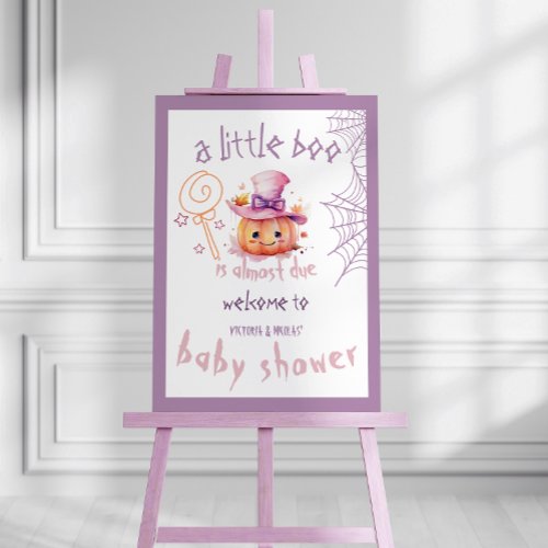 Halloween Baby Girl Shower Pumpkin Welcome Sign