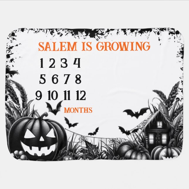 Halloween Baby Growing Milestones  Blanket (Horizontal)