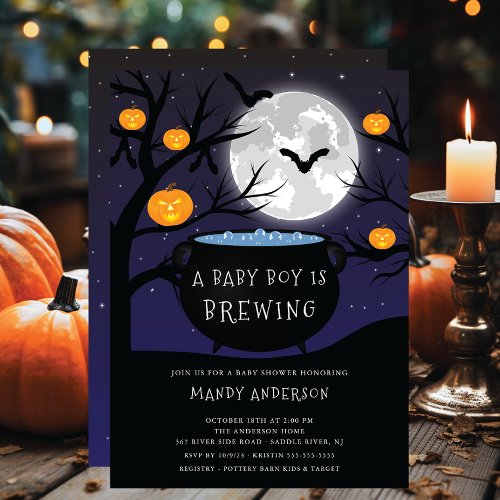 Halloween Baby is Brewing Baby Shower Invitation