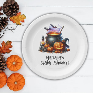 Halloween Baby is Brewing Baby Shower Paper Plates