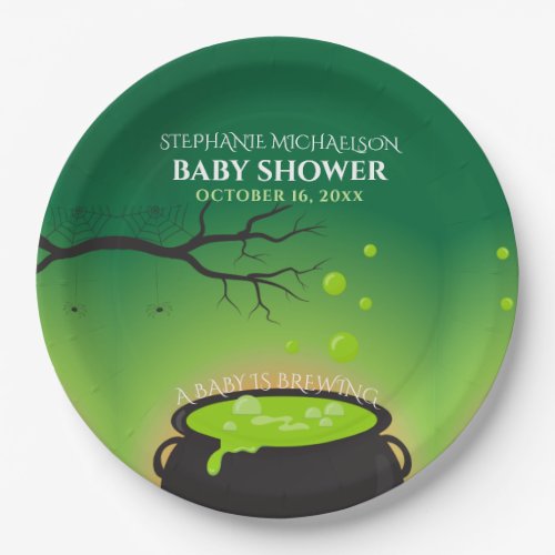 Halloween Baby is Brewing Baby Shower Paper Plates