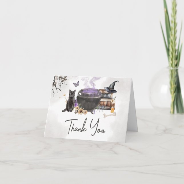 Halloween Baby is Brewing Baby Shower Thank You Card (Front)