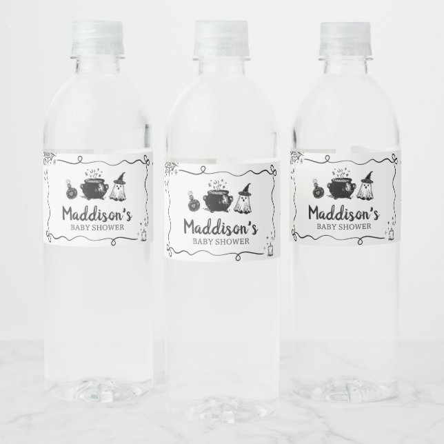 Halloween Baby is Brewing Baby Shower Water Bottle Label (Bottles)