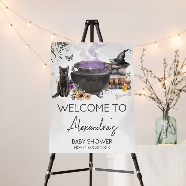 Halloween Baby is Brewing Baby Shower Welcome Sign (In Situ (Stand))