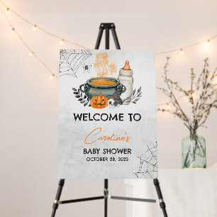 Halloween Baby is Brewing Baby Shower Welcome Sign