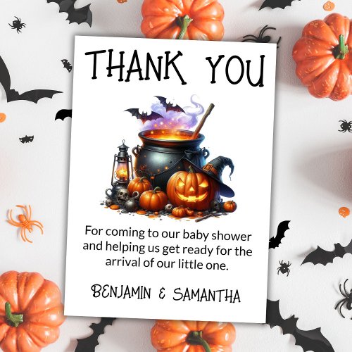 Halloween Baby is Brewing Shower Thank You Card