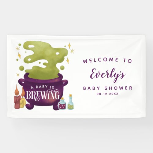 Halloween Baby Is Brewing Shower Welcome Banner