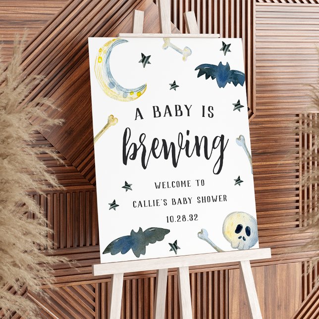 Halloween "Baby Is Brewing" Shower Welcome Sign (Creator Uploaded)