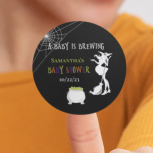 Halloween Baby is Brewing Witch Baby Shower Classic Round Sticker