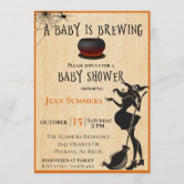 Halloween Baby Is Brewing Shower By Mail Witch Invitation Zazzle Com