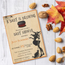 Halloween Baby is Brewing Witch Baby Shower Fall Invitation