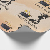Halloween Baby Is Brewing Witch Shower Orange Wrapping Paper (Corner)