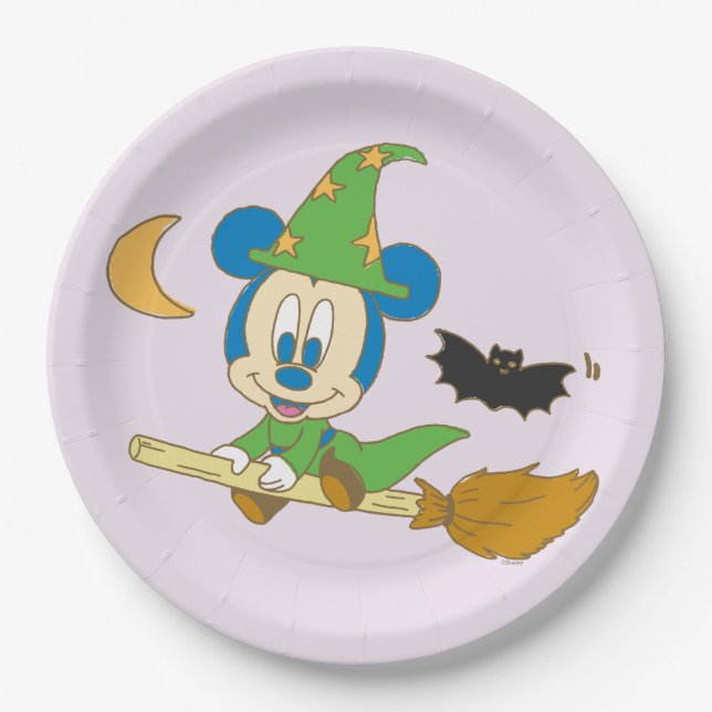 Halloween Baby Mickey Witch Paper Plates (Front)