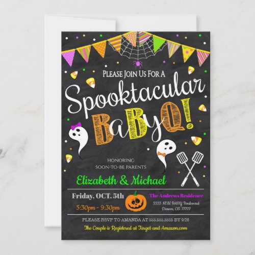 Halloween Baby_Q Gender Reveal Party Invitation