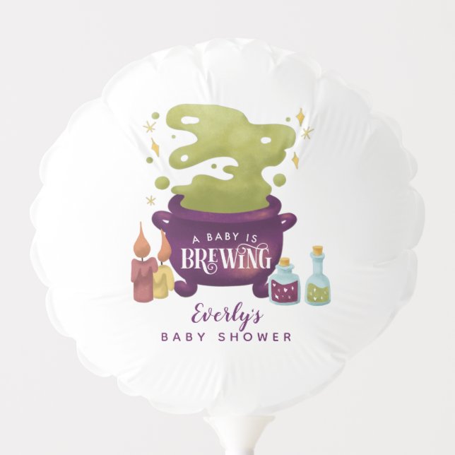 Halloween Baby Shower A Baby Is Brewing Balloon (Front)