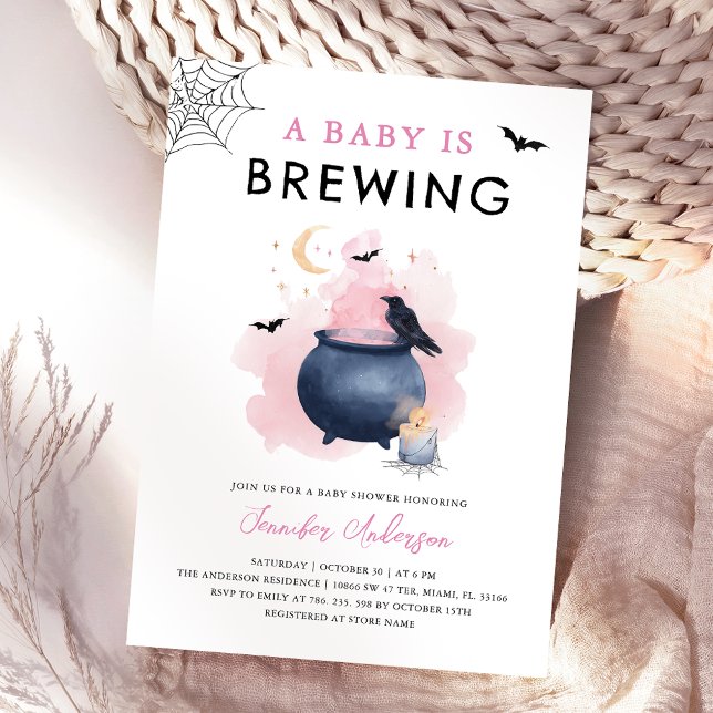 Halloween Baby Shower A Baby is Brewing  Invitation (Creator Uploaded)