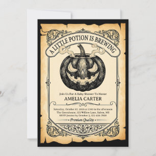 Halloween Baby Shower A is Brewing Spooky Gothic  Invitation