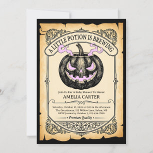 Halloween Baby Shower A is Brewing Spooky Pink Invitation